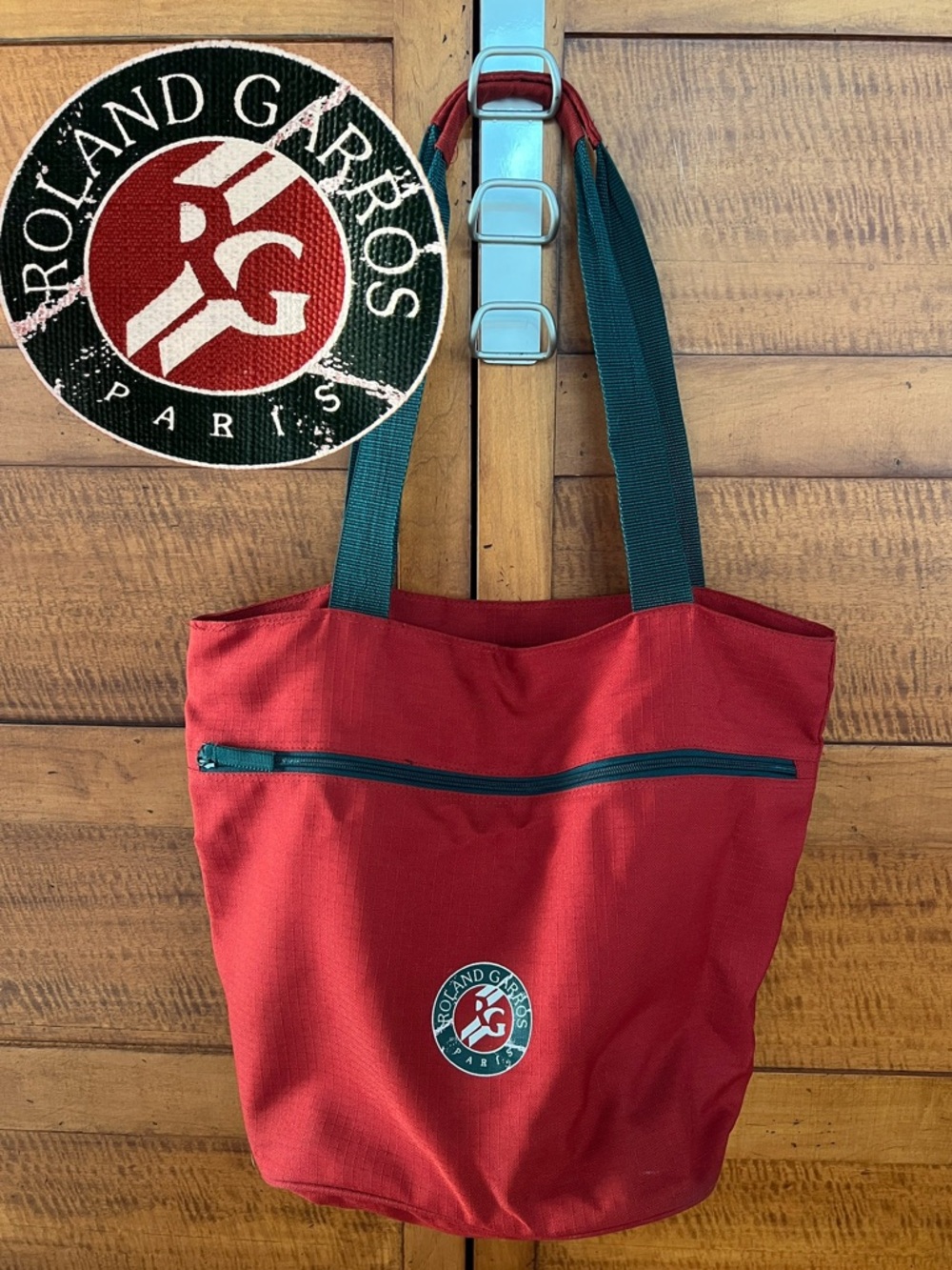 Roland Red Canvas Bag with Dark Green Logo Ring